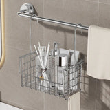 Stainless Steel Hanging Bathroom Shelf Shower Caddy Over Rod Bathroom Storage Basket With Towel Hooks Toiletries Organizer Rack