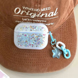 Popxstar Glitter Sequins Bling Earphone Case For AirPods 1 2 3 4 Protective Cover Funda with Keychain for Apple Airpods 3rd 4th Gen Pro 2