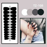 Popxstar 24Pcs Almond Fake Nail with Amber Stripes Design Wearable Long Stiletto False Nails Blue French Full Cover Finished Fingernails