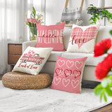 Popxstar Valentine’S Day Throw Pillow Case 45x45cm Linen Cushion Cover Pink Red Heart Love Gift Home Decoration For Sofa Room Bed Decor