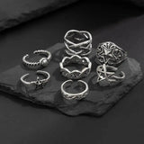 Popxstar  7 Pcs/Set Hip Hop Irregular Star Open Rings for Men New Punk Geometric Pentagram Adjustable Ring Male Jewelry Accessories