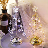 Popxstar  Christmas Decorations Wrought Iron Tree LED Luminous Crystal Christmas Tree Photos on the Table Ornaments Night Light