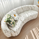 Stretch Shaped Sofa Protector for Living Room Semi-Circular Curved Couch Cover Soft Leaves Sectional Jacquard Sofa Slipcover