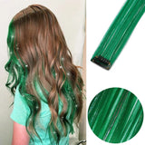 Popxstar 6pcs/pack Colored Party Highlights Clip in Hair Extensions for Girls 22 inches Multi-colors Straight Hair Synthetic Hairpieces