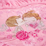 Popxstar Red Pink Luxury Lace Wedding Bedding Set King Queen Size Princess Bed Set Jacquard Embroidery Duvet Cover Bedspread Bed Sheet