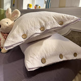 3/4pcs 100% Washed Cotton Bedding Set Single Double Duvet Cover Set with Button Closure Twin Queen King Bed Sheet Set Pillowcase