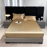 Popxstar Rayon Satin Waterproof Fitted Sheet Silky Solid Color Bed Sheet Elastic Band Sheets Smooth Bedsheet Mattress Cover