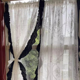 Cream French Vintage Lace Curtains for Balcony Living Room Sheer Semi Transparent Black White Ruffled Dressing Room Partition