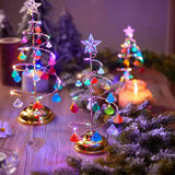 Popxstar  Christmas Decorations Wrought Iron Tree LED Luminous Crystal Christmas Tree Photos on the Table Ornaments Night Light