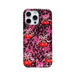 Popxstar  Rose Leopard Print Red Cherry Glitter Phone Case for IPhone 13 15 14 16 Pro Max Fashion Bling Shockproof Cover for Iphone 17 Pro