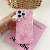 Pink Ribbon Bow Pattern Phone Case For IPhone 17 16 15 14 13 Pro Max Case Cute Sweet Cartoon Shockproof Protective Cover Cases
