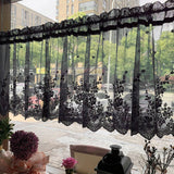 Popxstar  1PC Short Lace Curtain,Exquisite Floral Pattern Valance,Window Valances Pastoral Tulle Voile Home Decor Kitchen Door