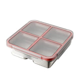 304 Stainless Steel Mini Compartment Lunch Box 4 Grid Square Microwave-safe Ice Cube Tray Leak-Proof Insulated Lunch Box