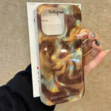 Korean Artistic Glitter Gradient Tinfoil Pattern Case for iPhone 17 16 Pro Max 13 15 Pro 12 14 11 16e 7 8 Plus XS XR Retro Cover