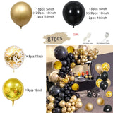 Popxstar Black and Gold Balloons Garland Arch Kit with Starburst Foil Balloons for Wedding Birthday Family Party Decorations Supplies
