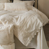 Popxstar  4/5Pcs French Vintage Bedding Sets 85% Cotton and 15% Linen Stitch Embroidery Double Bed Sheet Coverlet Quilt Cover Pillowcases
