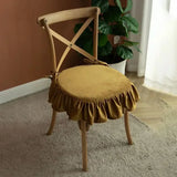 Velvet Fabric Ruffled Edge Cushion Thickened Tied Anti Slip Home Seat Cover Office Household Detachable Washable Seat Cushions