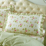 2 Pieces Cotton Printed Pillowcase Ruffle Garden Body Pillow Cover Bed Pillowcases Rustic Dobby Pillow Sham Pillow Cases