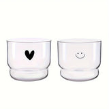 Popxstar 300ml Love/Happy Glass Cup Milk Coffee Heart Cups Drinkware Heat Resistant Drink Mug Tea Mugs Transparent Drinkware Mug Giftst