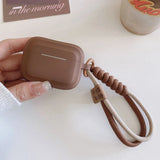 Popxstar  caramel color soft silicone earphone case with bracelet fall prevention couple for airpods 2 3 pro 2 bluetooth charging box case
