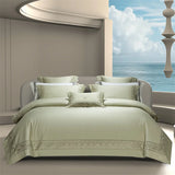 Popxstar  1400TC Egyptian Cotton Silky Luxury Wide Edge Embroidery Grey Bedding Set Duvet Cover Bed Sheet/Fitted Sheet Pillowcases 4Pcs