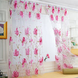 Popxstar Floral Tulle Curtains For Living Room White Sheer Curtains For Bedroom Door Short Kitchen Window Curtains Drapes decoration