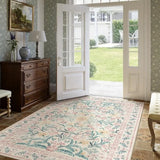 popxstar Living Room Carpet Vintage Machine Washable Floral Non-slip Bedroom Bedside Mat Soft Coffee Table Foldable Plush Rug Alfombra