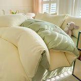 Solid Color Brushed Four Piece Set Home Textile Bedding Three Piece Set Autumn Short Plush Bed Sheets, Duvet Covers, Pillowcases