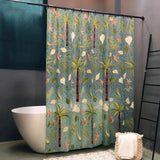 EVA Fabric Shower Curtain Palm Tree Printed Waterproof Bathroom Curtain with Hooks Water Resistant