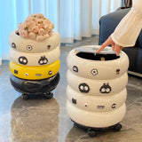 Popxstar  12L Doughnut Shape Wastebasket with Lid Wheel Recycle Bin Bedroom Living Room Kitchen Garbage Cube Cream Wind Cute Trash Can