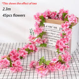 Popxstar  Pink Sakura Artificial Flowers Garland Cherry Blossoms Vines Garden Arch Decor Fake Flower Garland Wedding Party Home Decoration