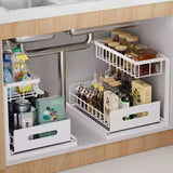 Double-layer Kitchen Sink Storage Rack Countertop Drawer Organizer Spice Rack Waterproof Sink Storage Drawer Organizer