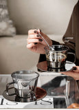 Popxstar Retro Light Luxury Glass Coffee Cup Set Smoke Gray Transparent Tea Cup Set Afternoon Tea Cup with Spoon Glasses Drink Set Gifts