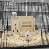 2 in 1 Rabbit Hay Feeder Detachable Bite Resistant Wooden Grass Dispenser with Bottle Small Animal Hay Holder Habitat