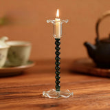 Popxstar  Flower Bud Glass Candle Holder Colorful High-footed Candlesticks for Candles Home Decoration Candle Holder Desktop Ornament Gift