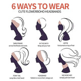 Popxstar New Boho Solid Color Wide Headbands Vintage Knot Elastic Turban Headwrap for Women Girls Cotton Soft Bandana Hair Accessories