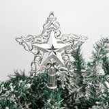 Popxstar Cross-Border New Creative Christmas Decoration Tree Top Star 22cm Plastic Hollow Golden Christmas Tree Five-Pointed Star