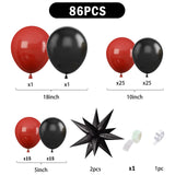 Popxstar  Black Red Theme Wedding Balloon Birthday Party Decoration Set Men's Birthday Anniversary Theme