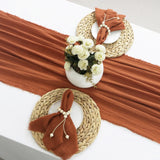 Popxstar Gauze Cotton Wedding Table Runner,Retro Rust Burr Texture Dining Napkins gift Kitchen Table Decor table runners
