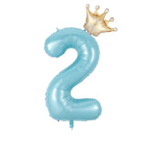 Popxstar  40inch Pastel Light Blue Pink Foil Number Balloon With Crown 1 2 3 4 5 6 Boy Girl Birthday Party Baby Shower Wedding Decoration