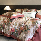 Popxstar  1000TC Egyptian Cotton Vintage Oil Painting Style Flowers Print Bedding Set Duvet Cover Flat/Fitted Bed Sheet Pillowcase 4Pcs