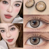 Popxstar  1 Pair Colorcon Korean Lenses Colored Contact Lenses with Degree Myopia Lenses Pink Lenses Blue Eye Lenses Cosplay
