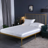 Popxstar Luxury Mulberry Silk Fitted Bed Sheet Set Queen High-end Stain Soft Silk Bedsheet Set with Elastic Band King Szie Mattress Cover