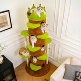 Heavy Duty Cat Tree 187CM Tall Sturdy Cat Tower Crown-shaped Top Perch Sisal Scratching Post Plush Cave for Multiple Cats Cat Climbing Tree Activity Center