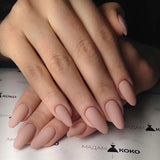 Popxstar 24pcs/set Short Fake Nails for Women Girls Almond Ballet Nail Tips Matte Red Nude Brown Faux Ongles Press on Acrylic False Nail