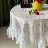 popxstar Retro Lace Tablecloth French Style Coffee Table Cloth Bedside TableCover Wedding Party Dining Home Decor Picnic Background Cloth
