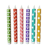 6pcs Macaron Glitter Electronic Candles Macaron Color Realistic Flame LED Candles Remote Control Christmas Straight Rod Candles