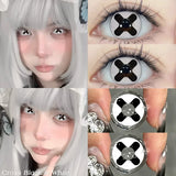 1 Pair New Crazy White Cosplay Lenses Contact Lenses Anime Black Eyes Soft Lenses Halloween Party Contacts Fast Shipping