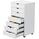 Popxstar 7 Drawer Chest Dressers Nightstand Storage Cabinet Wooden File Office Mobile Cabinet Wheels Living Room Organizer Rolling