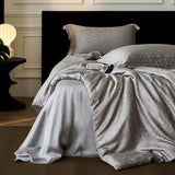 Popxstar  Nordic Silk Bedding Set 4pcs Luxury Lyocell Duvet Cover Set Flat Sheets Set 2 Pillowcases Twin Double Queen Size Bed Linen Set